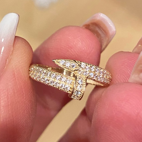 New Solid 14K Gold designer Nail Ring - Picture 14 of 16